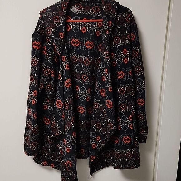 Cuddl Duds womens aztec fleece hooded long cardigan jacket sweater Sz L/XL comfy - Picture 1 of 8